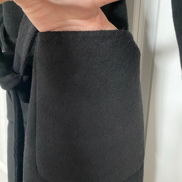 Women Wool Double Breasted Button Long Coat with Belt - Picture 3 of 7